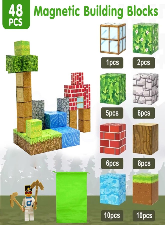 Kidology 48PCS Magnetic Blocks | Build Mine Magnet World Magic Portal Set - STEM Magnetic Tiles Building Blocks Toy for Toddlers | Creative Sensory Outdoor Learning Toy for Kids Ages 3+ - Image 2